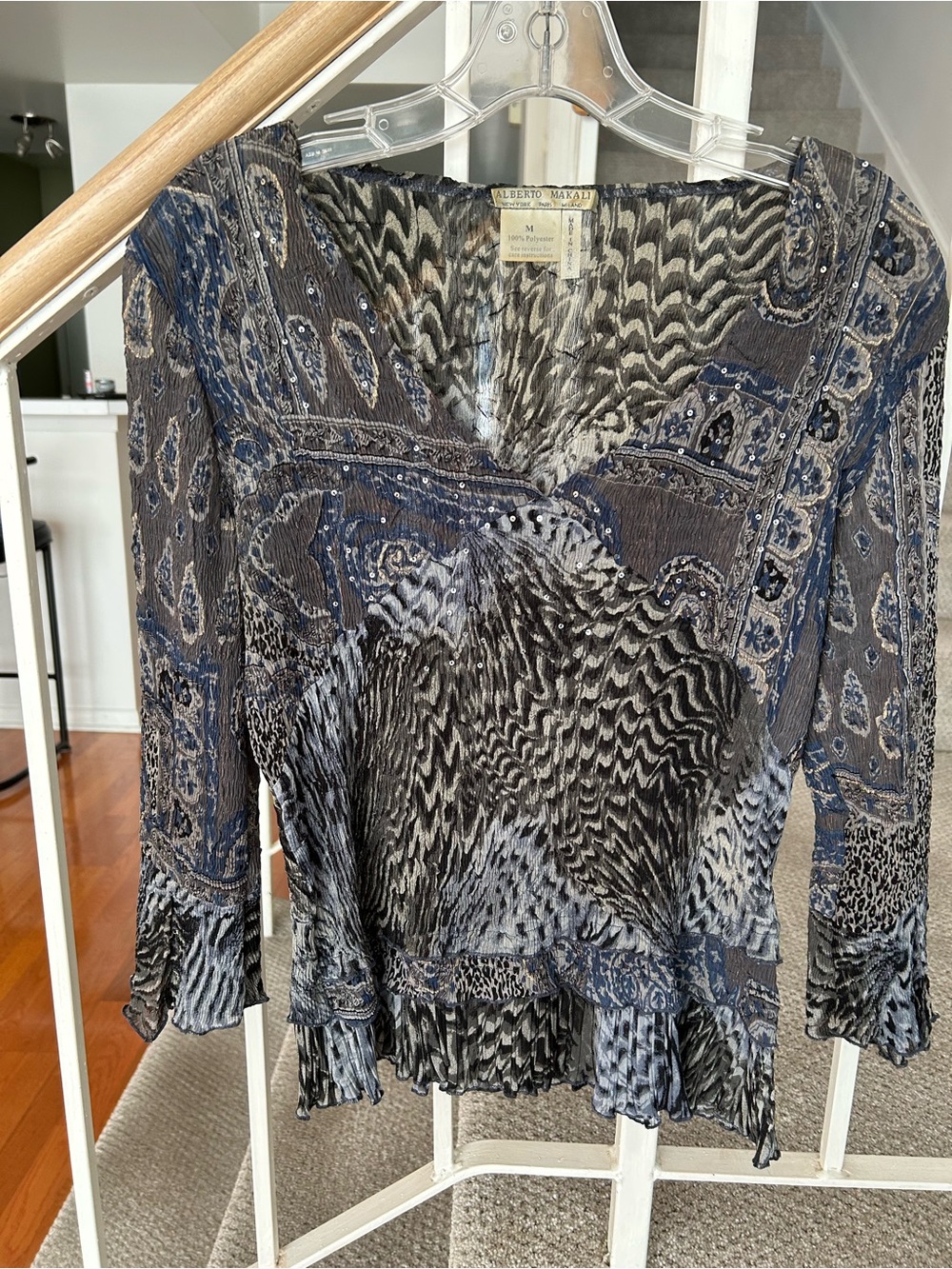 Alberto Makali Blouse Blue, Grey and Brown Tones